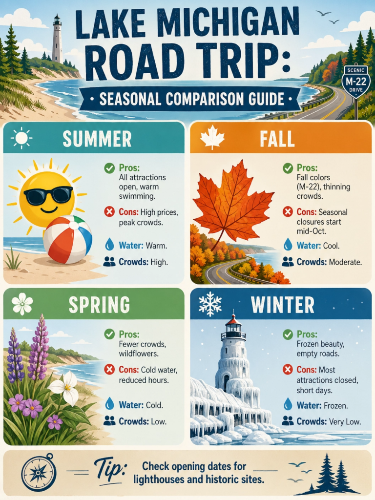 Best Time to Drive Around Lake Michigan lake - Seasonal Guide