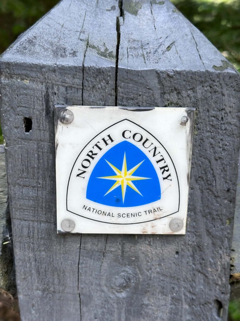 North Country Trail sign marker near Tahquamenon Falls hiking area