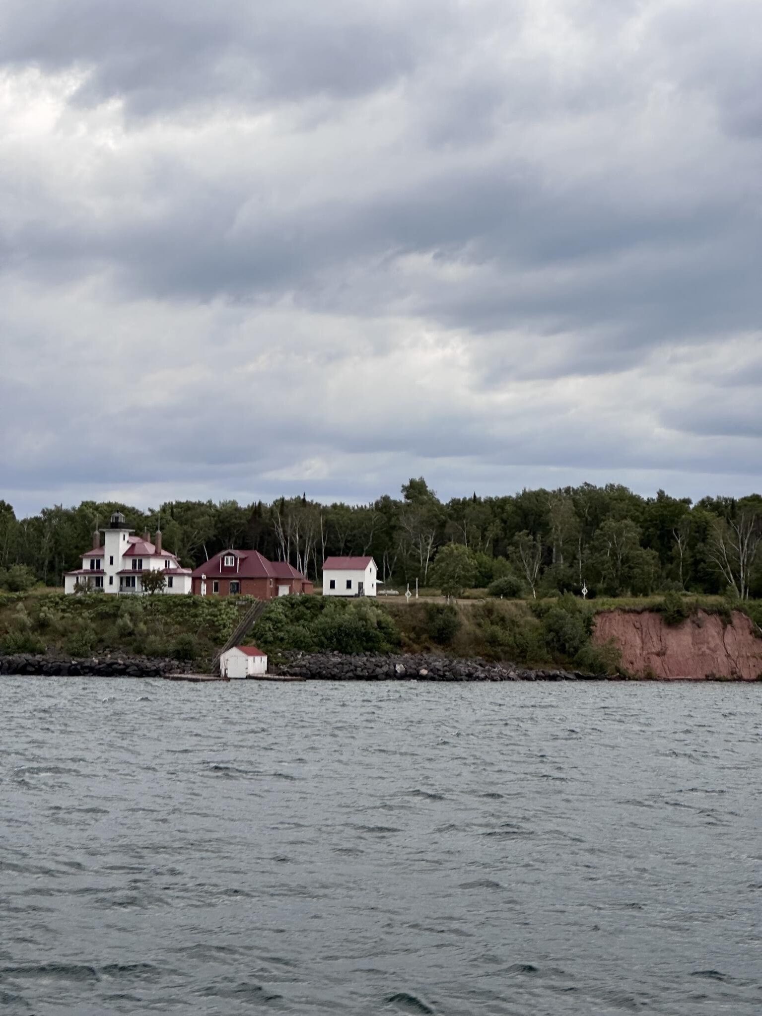 Raspberry Island Lighthouse seen from Apostle Islands cruise