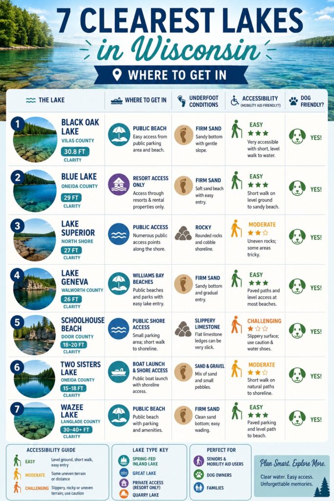 7 clearest lakes in Wisconsin - Where to get in