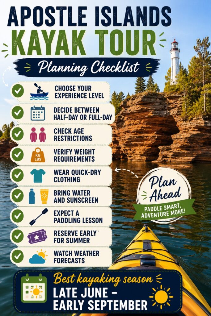 Kayaking planning checklist at Apostle Islands