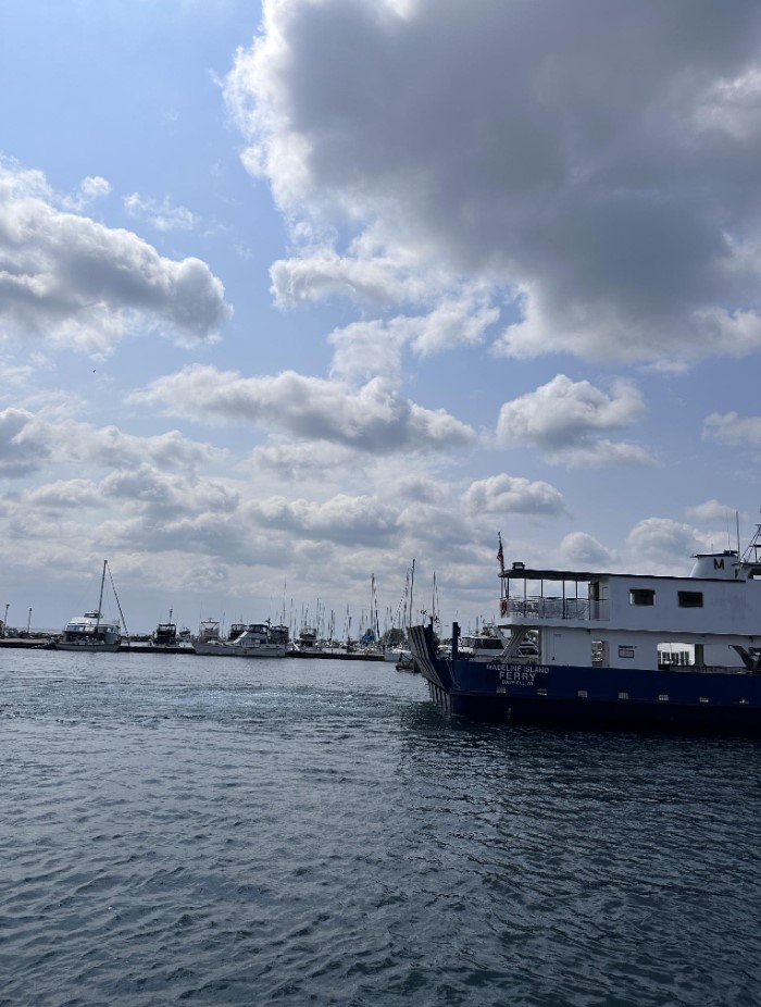 Madeline Island Ferry departing Bayfield Wisconsin marina